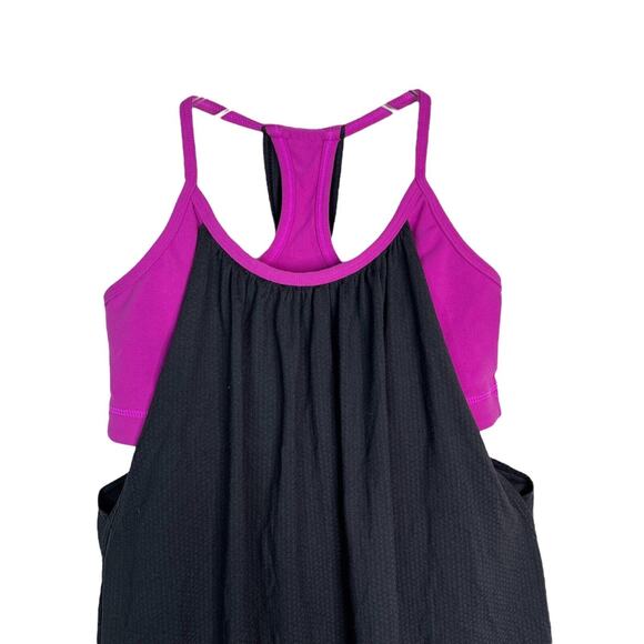 Lululemon No Limits Tank Top 2-in-1 Built In Shelf Bra Purple Black Womens 2/4 - Picture 3 of 5
